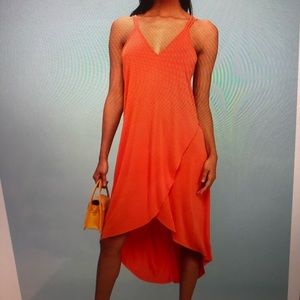 BRAND NEW coral orange high-low dress from Lulus.